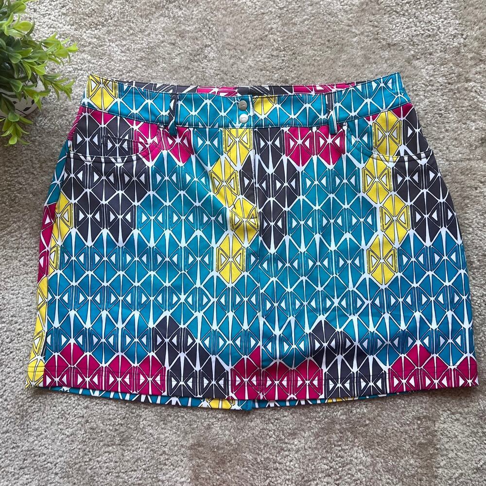 Slazenger Multicolored Geometric Print Active Golf/Tennis Skort Size: 8